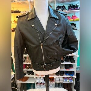 Jafrum Black Motorcycle Jacket Leather size 40